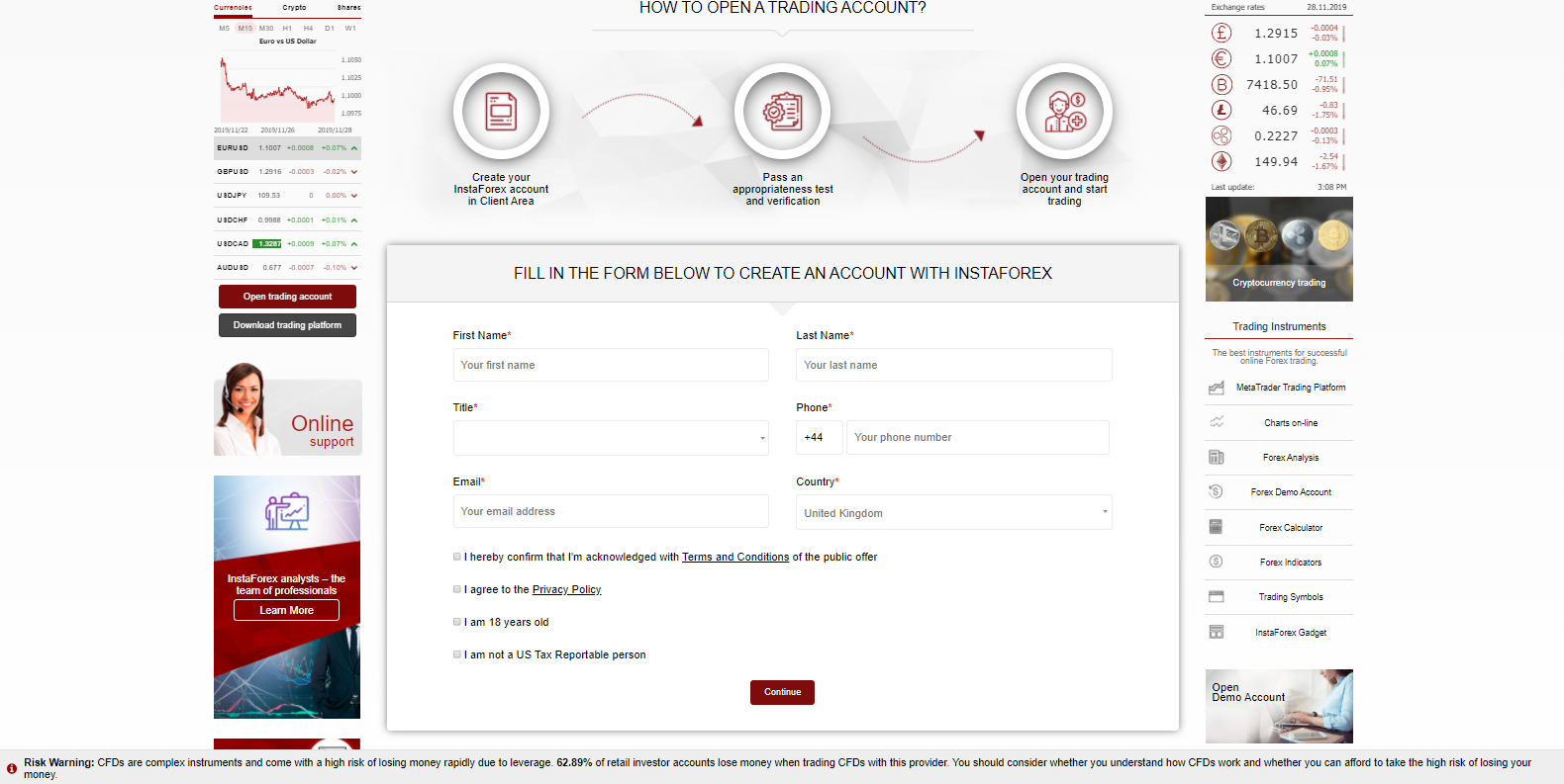 Open account form Open account form